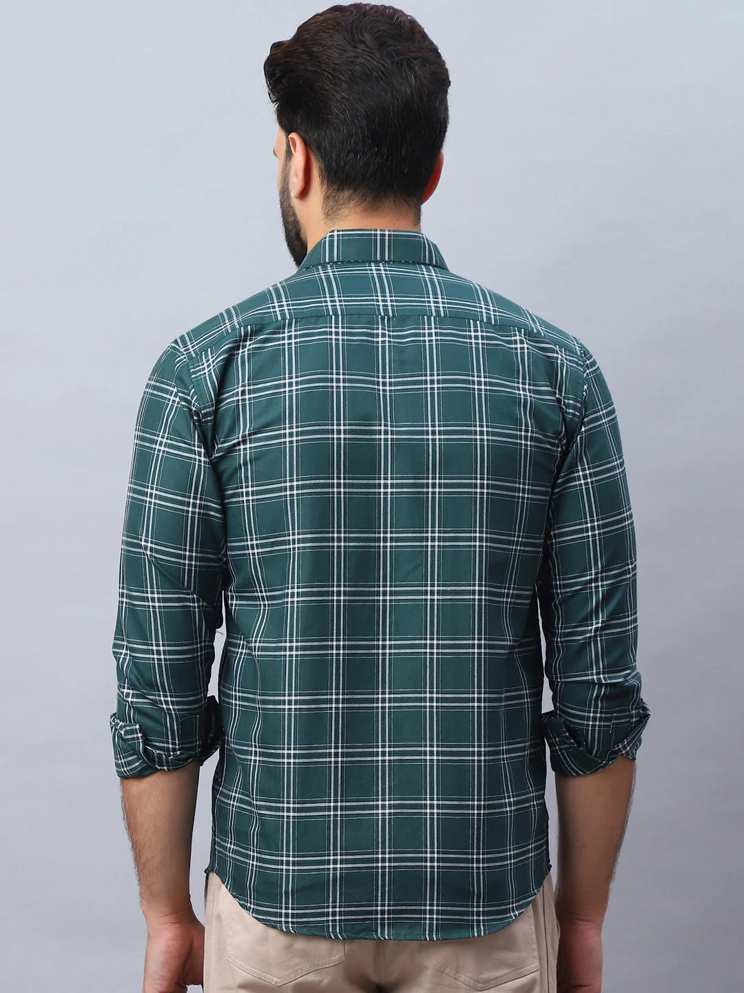 Green Checked Cotton Shirt - Casual Mens Shirt for Everyday