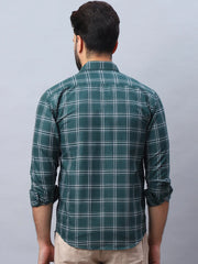 Checked Pure Cotton Casual Shirt for Men-SF-989Green