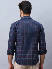 Checked Pure Cotton Casual Shirt for Men-SF-989Navy