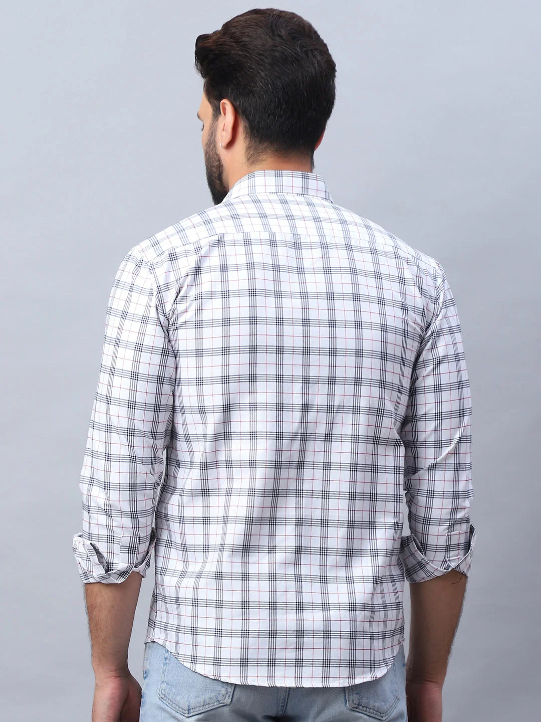 White Checked Cotton Shirt - Stylish Mens Casual Shirt