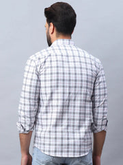 Checked Pure Cotton Casual Shirt for Men-SF-989White