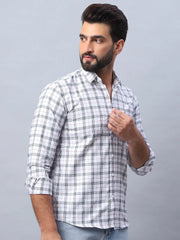 Checked Pure Cotton Casual Shirt for Men-SF-989White