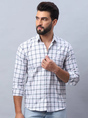 Checked Pure Cotton Casual Shirt for Men-SF-989White