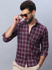 Checked Pure Cotton Casual Shirt for Men-SF-989Wine