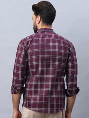 Checked Pure Cotton Casual Shirt for Men-SF-989Wine