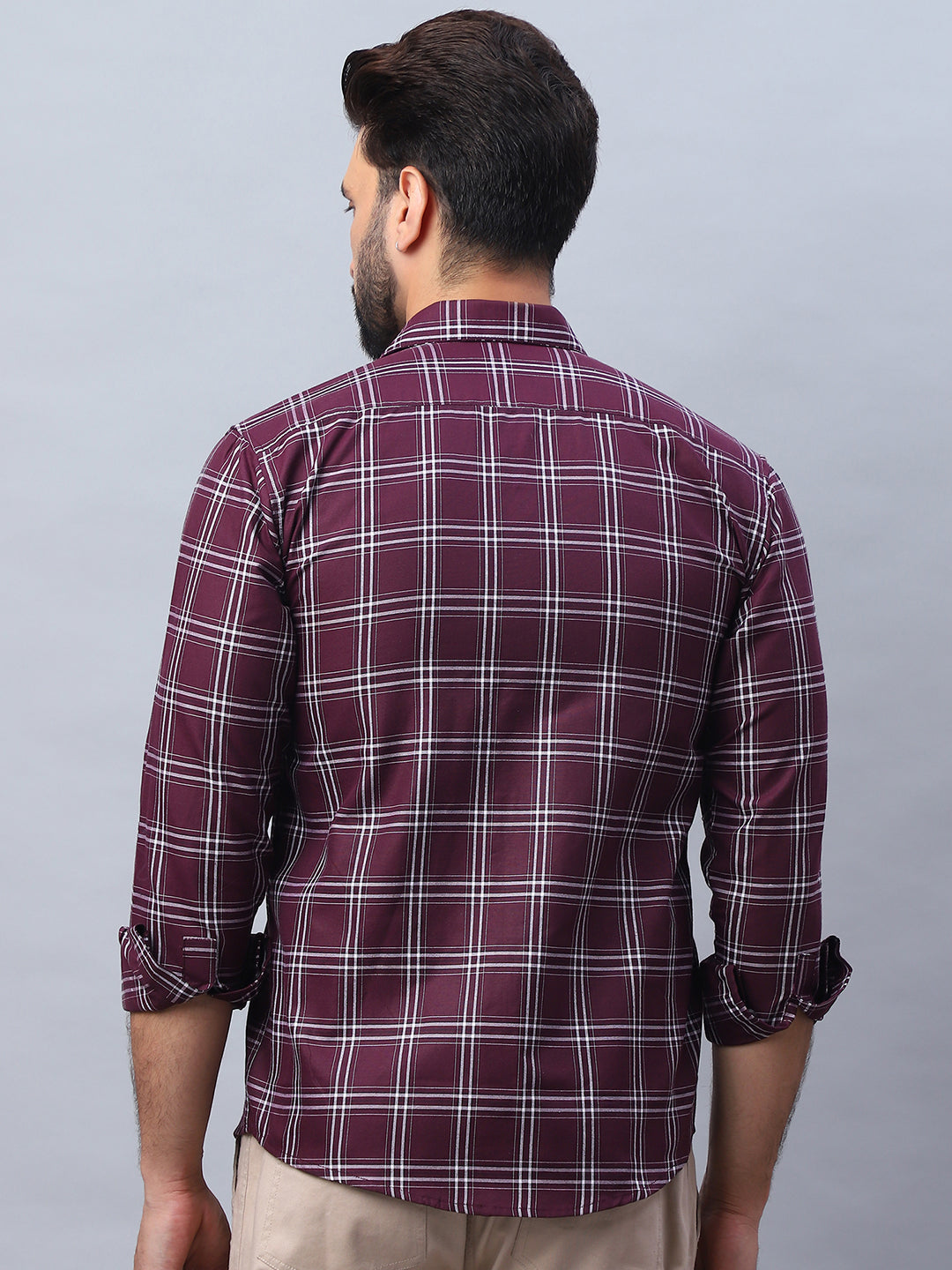 Wine Checked Cotton Shirt - Stylish Mens Casual Shirt