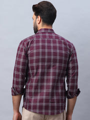 Checked Pure Cotton Casual Shirt for Men-SF-989Wine