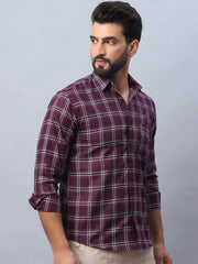 Checked Pure Cotton Casual Shirt for Men-SF-989Wine