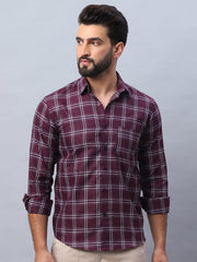 Checked Pure Cotton Casual Shirt for Men-SF-989Wine