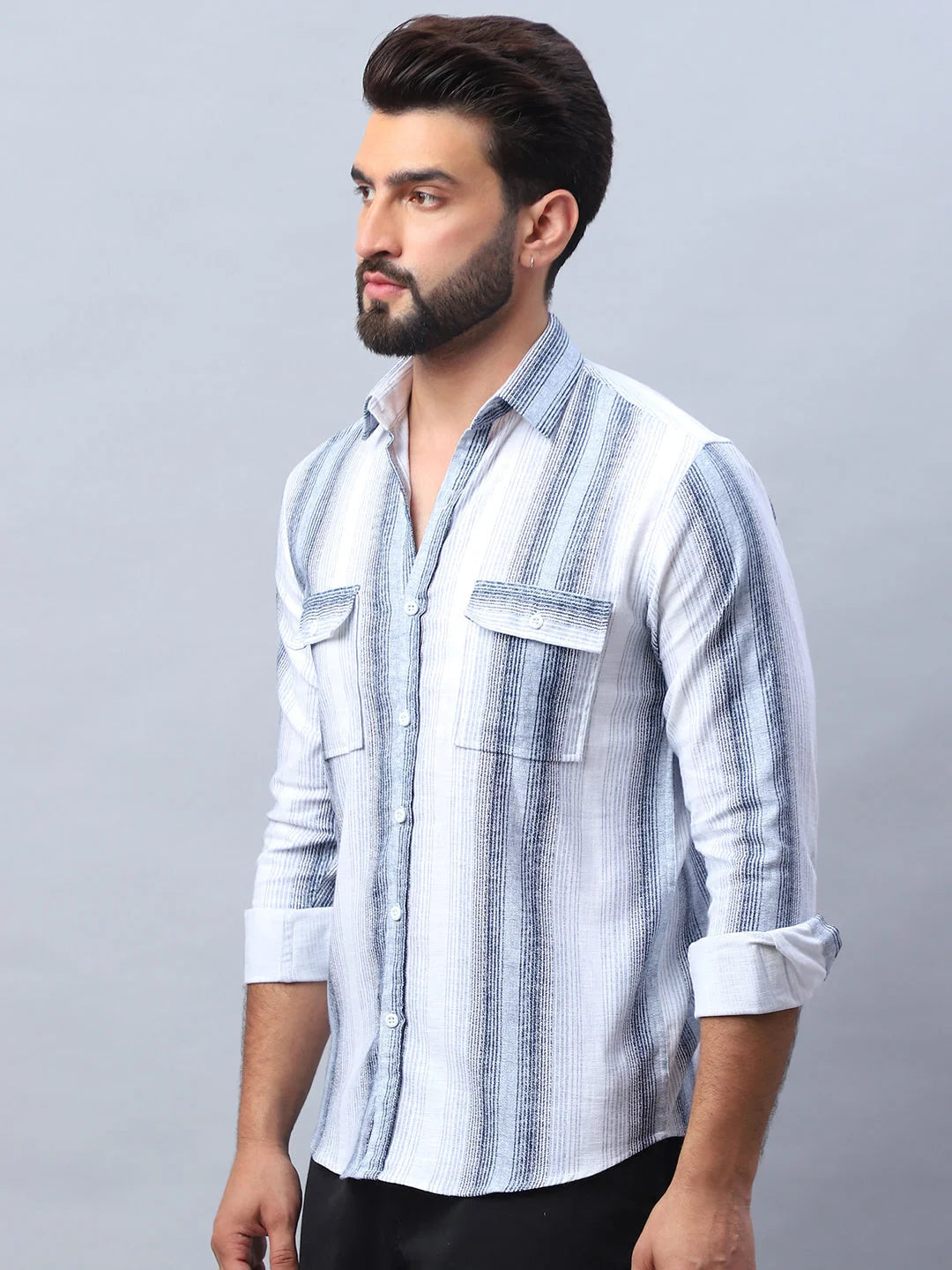 Blue Striped Cotton Shirt - Casual & Stylish Mens Shirt
