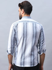 Striped Cotton Casual Shirt for Men-SF-990Blue