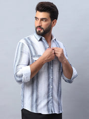 Striped Cotton Casual Shirt for Men-SF-990Blue