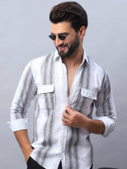 Striped Cotton Casual Shirt for Men-SF-990Grey