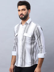 Striped Cotton Casual Shirt for Men-SF-990Grey