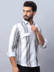Striped Cotton Casual Shirt for Men-SF-990Grey
