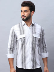Striped Cotton Casual Shirt for Men-SF-990Grey