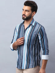 Striped corduroy Casual Shirt for Men-SF-991Blue