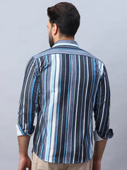 Striped corduroy Casual Shirt for Men-SF-991Blue