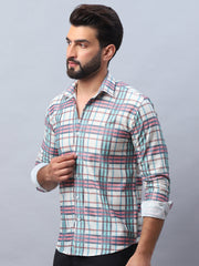 Checked corduroy Casual Shirt for Men-SF-991Coral