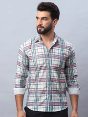 Checked corduroy Casual Shirt for Men-SF-991Coral