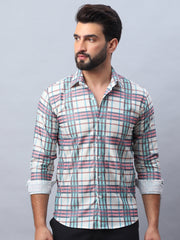 Checked corduroy Casual Shirt for Men-SF-991Coral