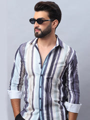 Striped corduroy Casual Shirt for Men-SF-991Dark-Grey