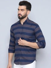 Striped Regular Fit Casual Shirt For Men-SF-993Grey