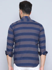 Striped Regular Fit Casual Shirt For Men-SF-993Grey