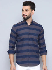 Striped Regular Fit Casual Shirt For Men-SF-993Grey