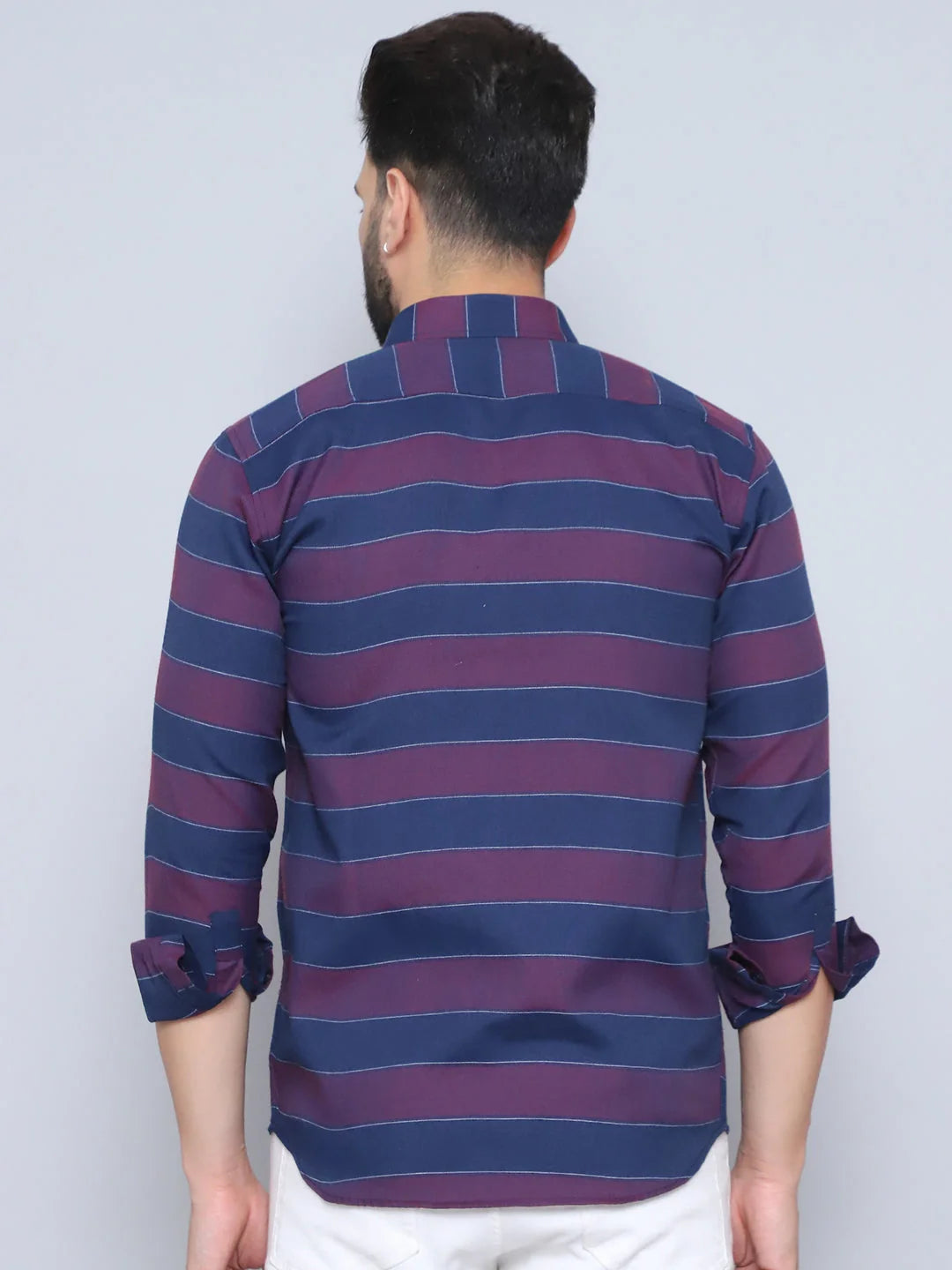 Wine Striped Mens Shirt - Regular Fit Cotton Shirt | Style9