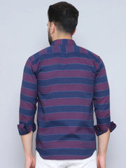 Striped Regular Fit Casual Shirt For Men-SF-993Wine
