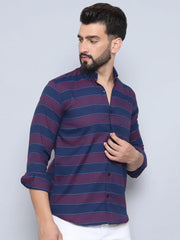 Striped Regular Fit Casual Shirt For Men-SF-993Wine