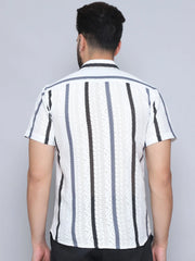 Striped Semi Sheer Casual Shirt For Men-SF-995Grey