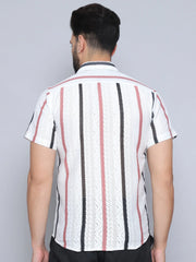 Striped Semi Sheer Casual Shirt For Men-SF-995Peach
