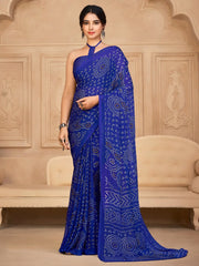 Women's Organza White Printed Designer Saree With Blouse Piece-SANKARI204