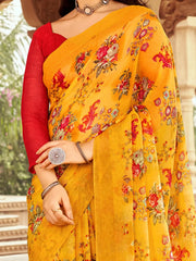 Women's Pashmina Navy Blue Digital Print Designer Saree With Blouse Piece-KSMRP901