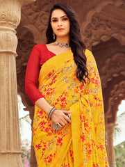 Women's Satin Beige Printed Designer Saree With Blouse Piece-SATIN1408