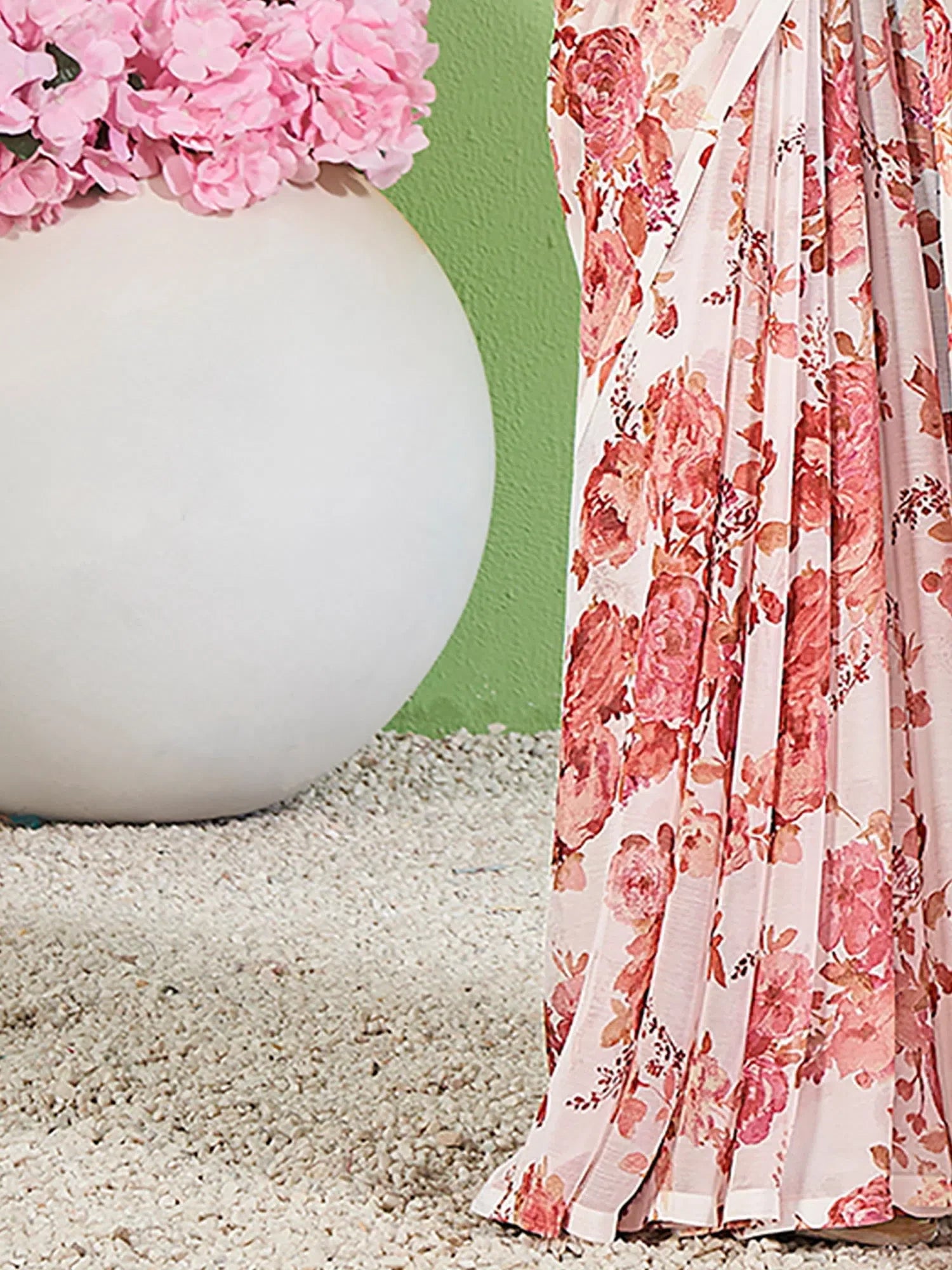 Classic White Printed Polyester Saree | Premium Designer Sarees