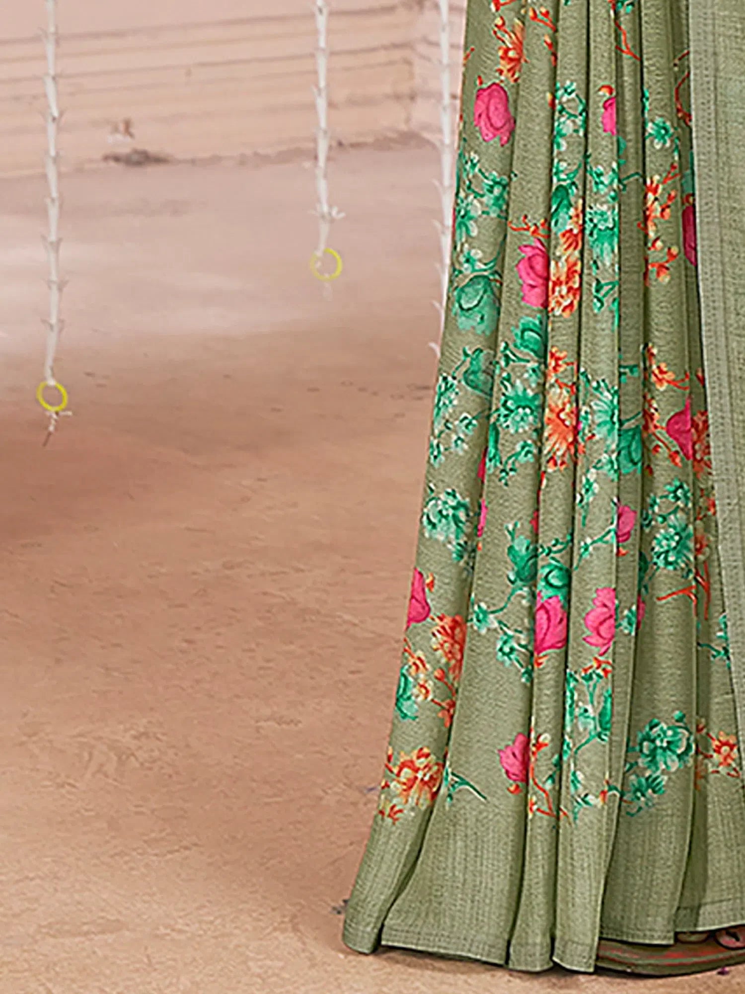 Sea Green Printed Saree - Designer Sarees India