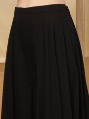 Stylum Women's Black Solid & Embroidered Crape Silk Co-Ord Set (STDBLACKKOPAR)
