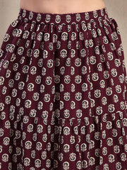 Stylum Women's Purple Ethnic Printed Rayon Short Peplum Top With Skirt (STPURPLEMONACO)