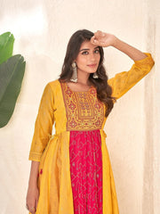 Yellow Colour cotton Foil print kurti with vibrant patterns-MLWSHKT8024YLW