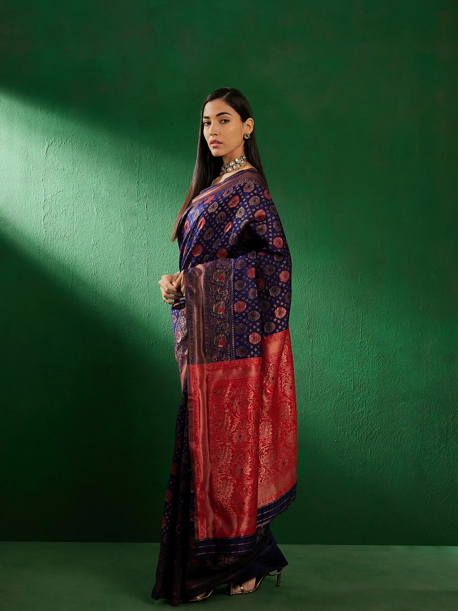Navy Blue Woven Design Saree | Designer Sarees India