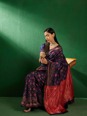 Womens Fashion Ethnic Navy Blue Color Sarees-MLSHWSA1272NBL0ONE