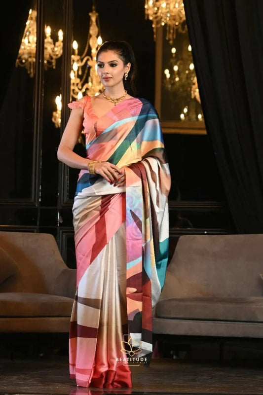 Satin Saree for Women - Pink | MLWSHSA9180PNK 944