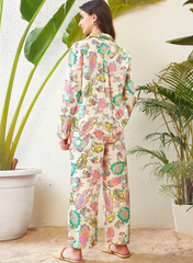 Women Off-White Paisley Shirt With Lounge Pants
