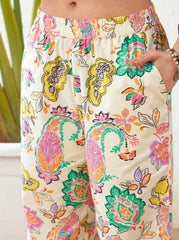 Women Off-White Paisley Shirt With Lounge Pants