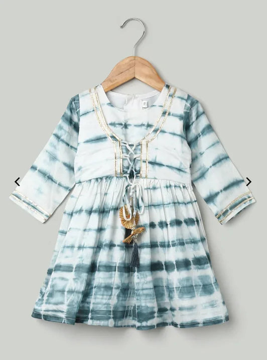 Chanderi Silk Kurti Pant Set for Girls - Indian Wear