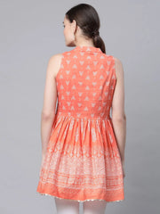 Orange Pure Cotton Printed Tunic-AHTUCODCDS-8061