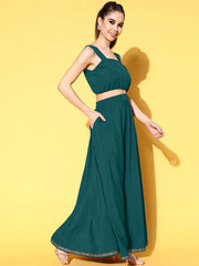 Printed Top & Jacket With Skirt-AHBLSKJK-COMBO-1005